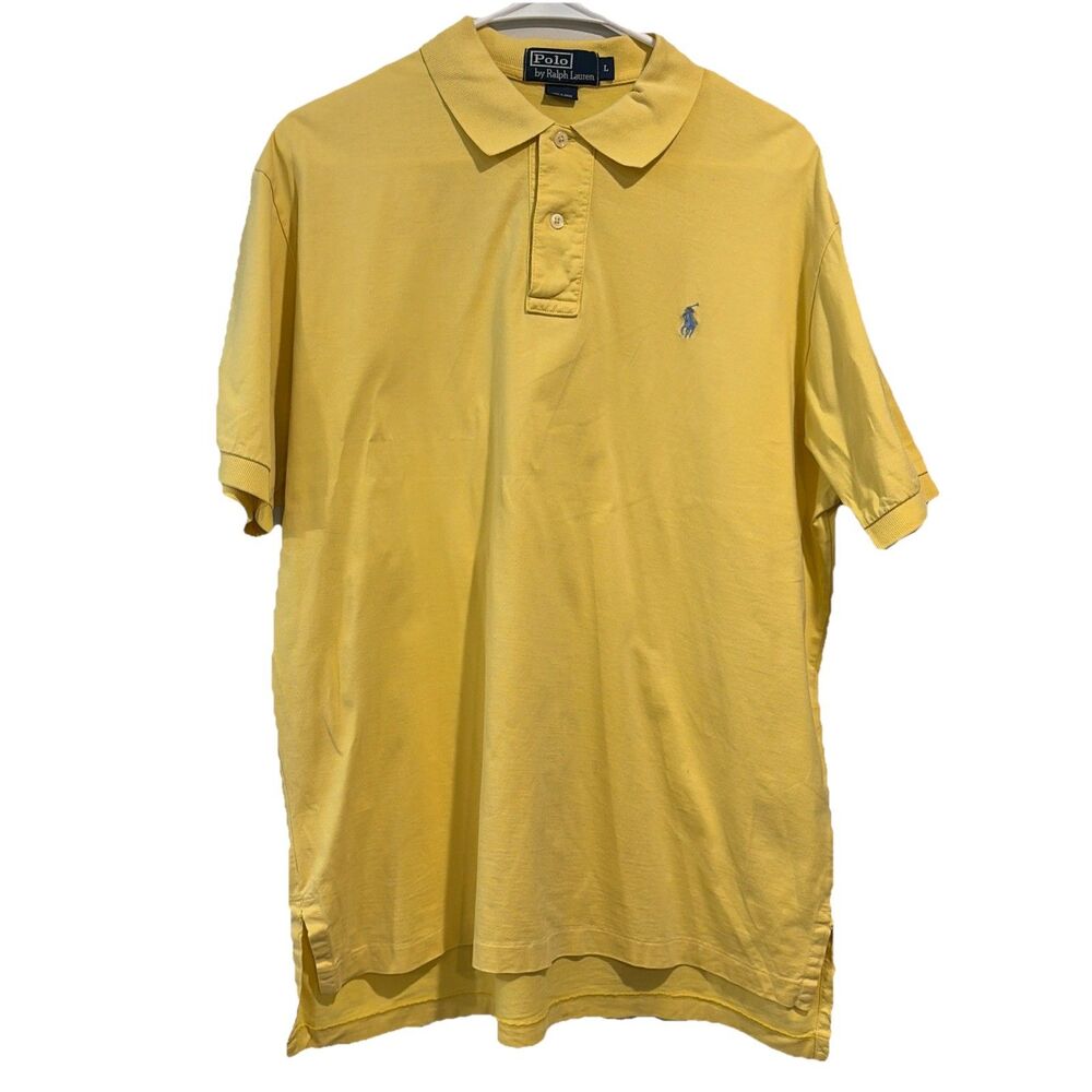 Polo Ralph Lauren Polo Shirt Sz L Men's Short Sleeve Yellow Classic Preppy Golf